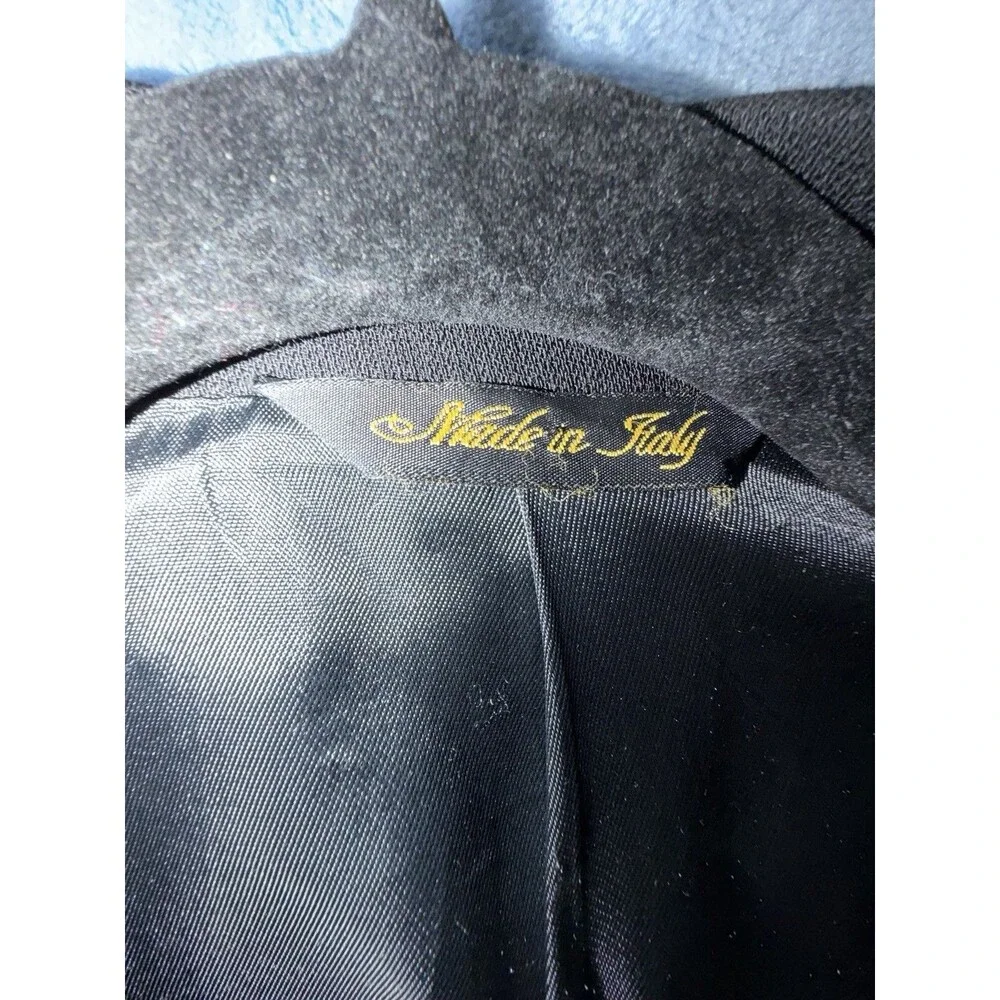 Vintage Bachrach Blazer Mens 44 Black 100% Wool Made Italy 4 Buttons Sport Coat